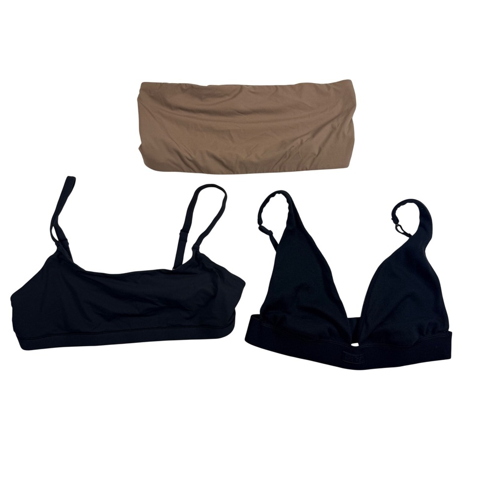 Skims Bra Bandeau Bralette Bundle of 3 Womens Large Black Brown